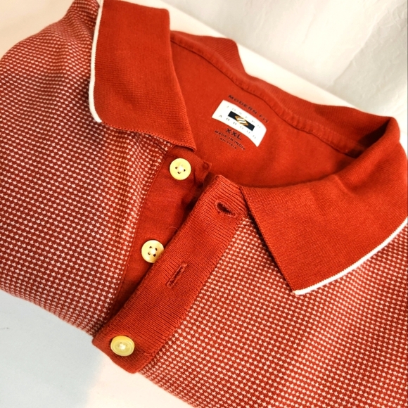 MEN'S EUC XXL JOSEPH ABBOUD POLO SHIRT, RUST WITH CREAM Modern Fit - Picture 2 of 6